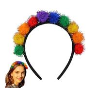 Bkljkf Ballobande per bambini, fascia arcobaleno POM | Tesestre di palla arcobaleno morbida divertente - Copricapo di moda cosplay, accessori in costume, copricapo per donne