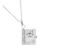 Bkljkf Collana da ragazza - Collana con libro d'amore per ragazze, ciondolo apribile multistrato, in acciaio inossidabile, per San Valentino, Natale, compleanno, laurea, regalo per casa, San Valentino