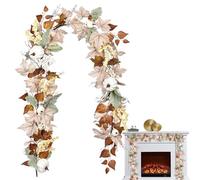 Bkljkf Ghirlanda autunnale per esterni, 1,8 m, bianca, ghirlanda autunnale, decorazione per interni, cortile, ufficio, cancello finestra, giorno del Ringraziamento