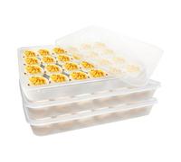 Bkljkf Portauovo - 3 pezzi con rivestimento antiaderente e coperchio | Porta uova fresche contenitore per gnocchi | per microonde casa casa ristorante cucina e organizzazione del bancone