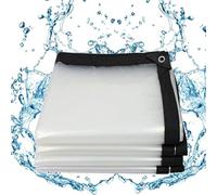 BKOOKYY Telone Impermeabile Trasparente 1.5x3, Teloni con Occhielli per Esterno, Telo in PE Impermeabili, Pieghevole, Resistente Ai Raggi UV, Antistrappo, per Terrazze, Gazebo