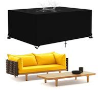 BKPH Coperture per Mobili da Giardino Impermeabile, Copritavolo Da Esterno Oxford, 420D Resistente Tessuto Oxford, Anti-UV, Antipolvere per Protezione Sedie Tavoli, Nero, 150x100x70cm