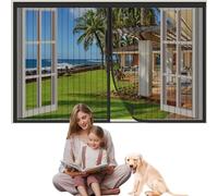 BKPH Zanzariera Magnetica Finestra, Tenda Zanzariera Magnetica, Zanzariera per Finestra Magnetica, Chiusura Automatica, con Nastro Adesivo, 90x140cm, Finestra-Nero A