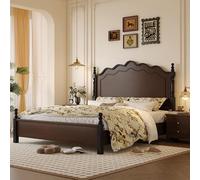 BKSAYAETou Letto matrimoniale contenitore in legno massello, stile retrò minimalista americano, struttura a telaio stabile e durevole, adatto per mobili da camera da letto (escluso il materasso)