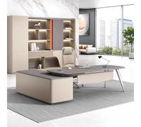 BKSAYAETou Lussuosa scrivania amministrativa a forma di L, spaziosa scrivania per computer in legno massello, moderna e semplice postazione di lavoro amministrativa (adatta per ufficio/studio)