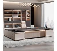 BKSAYAETou Scrivania amministrativa per computer da 78,74"/86,6", una scrivania moderna, semplice e lussuosa a forma di L per capi, manager e presidenti, utilizzata in soggiorno, studio e ufficio.