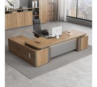 BKSAYAETou Scrivania amministrativa per computer da 86,6"/94,5", moderna, semplice e lussuosa, a forma di L per boss, manager e presidente, utilizzata in soggiorno, studio.