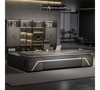 BKSAYAETou Scrivania amministrativa per computer da 94,5"/102,4", moderna, semplice e lussuosa, a forma di L per dirigenti, dirigenti e presidenti, utilizzata in soggiorno, studio e ufficio.