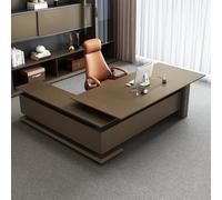 BKSAYAETou Scrivania amministrativa per computer da 94,5"/102,4", moderna, semplice e lussuosa, a forma di L per boss, manager e presidente, utilizzata in soggiorno, studio.