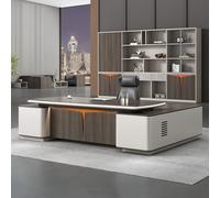 BKSAYAETou Scrivania amministrativa per computer da 94,5"/102,4", moderna, semplice e lussuosa, a forma di L per dirigenti, manager e presidenti, utilizzata in soggiorno e in ufficio.