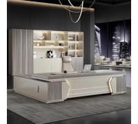 BKSAYAETou Scrivania amministrativa per computer da 94,5"/102,4", moderna, semplice e lussuosa, a forma di L per boss, manager e presidente, utilizzata in soggiorno, studio.