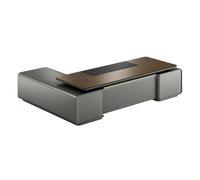 BKSAYAETou Scrivania amministrativa per computer da 94,5"/110,2", moderna, semplice e lussuosa, a forma di L per boss, manager e presidente, utilizzata in soggiorno, studio.