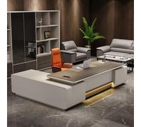 BKSAYAETou Scrivania amministrativa per computer da 94,5"/110,2", moderna, semplice e lussuosa, a forma di L per boss, manager e presidente, utilizzata in soggiorno, studio.