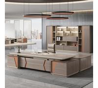 BKSAYAETou Scrivania amministrativa per computer da 94,5"/110,2", moderna, semplice e lussuosa, a forma di L per dirigenti, manager e presidenti, utilizzata in soggiorno, studio e ufficio.