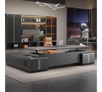 BKSAYAETou Scrivania per computer amministrativa sollevabile, moderna, semplice e lussuosa a forma di L per boss, manager e presidente, utilizzata in soggiorno, studio.