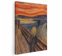 BKstuff Quadro canvas stampa su tela, opere di Edvard Munch da appendere Arredamento Soggiorno (35x50cm, L'urlo, Edvard Munch)