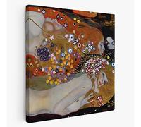 BKstuff Quadro stampa su tela canvas Quadro opere di Gustav Klimt Donne da appendere Arredamento (75x75cm, Serpenti D'acqua II, Gustav Klimt)