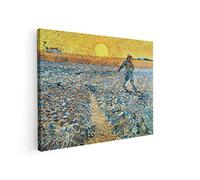 BKstuff Quadro stampa su tela canvas Quadro opere di Vincent Van Gogh Paesaggio da appendere Arredamento Soggiorno (50x60cm, Seminatore al tramonto, Vincent Van Gogh)
