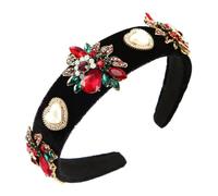 BKSYOFU - Fasce per capelli da donna in velluto con diamanti colorati, motivo floreale, cuore e perle, stile vintage