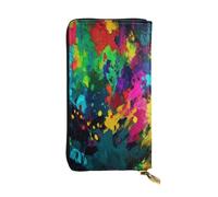 BKTRAVERPT Elegante portafoglio lungo colorato con stampa astratta con cerniera, portafoglio in pelle portamonete pochette organizer per carte di credito per donne, motivo stampato 3D portafoglio per