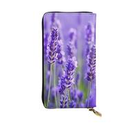 BKTRAVERPT Elegante portafoglio lungo viola lavanda con cerniera, portafoglio in pelle portamonete pochette organizer per carte di credito per donne, motivo stampato 3D portafoglio per telefono in