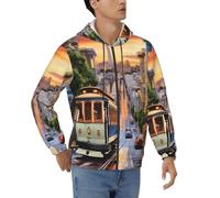 BKTRAVERPT Felpa con cappuccio da uomo in pile con stampa San Francisco con cerniera intera, pullover con cappuccio giacche invernali calde con tasche a maniche lunghe casual felpa, Grafica 3D, M