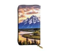 BKTRAVERPT Grand Teton National Park Elegante portafoglio lungo con cerniera, portafoglio in pelle portamonete pochette organizer per carte di credito per donne, motivo stampato 3D portafoglio per