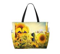 Bktraverpt Grande borsa da spiaggia da donna con girasole e fiori di girasole, borsa impermeabile da piscina, borsa pieghevole alla moda, borsa da viaggio per vacanze e palestra, Modelli alla moda,