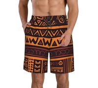 BKTRAVERPT Pantaloncini da spiaggia da uomo in tessuto africano di fango, stile tribale, casual, con tasche e coulisse, ad asciugatura rapida, con fodera in rete, leggeri e comodi, 3D, L