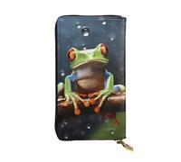 BKTRAVERPT Peace Tree Frog Elegante portafoglio lungo con cerniera, portafoglio in pelle portamonete pochette organizer per carte di credito per donne, motivo stampato 3D portafoglio in pelle per