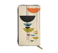 BKTRAVERPT Portafoglio lungo con stampa moderna di metà secolo elegante con cerniera, portafoglio in pelle, portamonete, pochette organizer per carte di credito, per donne, motivo stampato 3D,