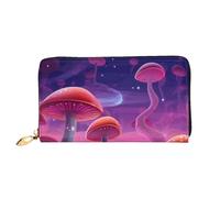 BKTRAVERPT Portafoglio lungo in pelle con fungo magico con cerniera, elegante organizer per carte di credito, pochette per donne e uomini, portafoglio per telefono, Motivo stampato in 3D, Taglia