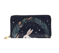 BKTRAVERPT Portafoglio lungo in pelle con grazioso coniglio bianco con cerniera, elegante organizer per carte di credito, pochette per donne e uomini, portafoglio per telefono, Motivo stampato in 3D,