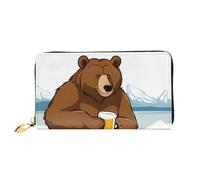 BKTRAVERPT Portafoglio lungo in pelle con orsetto che lavora con cerniera, elegante organizer per carte di credito, pochette per donne e uomini, portafoglio per telefono, Motivo stampato in 3D, Taglia