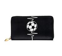 BKTRAVERPT Portafoglio lungo in pelle con scritta "I Love Soccer con cerniera, elegante organizer per carte di credito, pochette per donne e uomini, portafoglio per telefono, Motivo stampato in 3D,