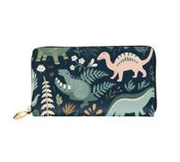 BKTRAVERPT Portafoglio lungo in pelle con simpatico dinosauro con cerniera, elegante organizer per carte di credito, pochette per donne e uomini, portafoglio per telefono, Motivo stampato in 3D,
