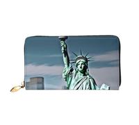 BKTRAVERPT Portafoglio lungo in pelle con statua della libertà a New York con cerniera, elegante organizer per carte di credito, pochette per donne e uomini, portafoglio per telefono, Motivo stampato