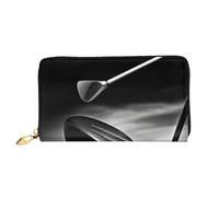 BKTRAVERPT Portafoglio lungo in pelle nera e bianca con cerniera, elegante organizer per carte di credito, pochette per donne e uomini, portafoglio per telefono, Motivo stampato in 3D, Taglia unica,