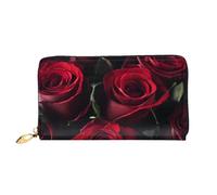 BKTRAVERPT Portafoglio lungo in pelle rossa e nera con cerniera, elegante organizer per carte di credito, pochette per donne e uomini, portafoglio per telefono, Motivo stampato in 3D, Taglia unica,