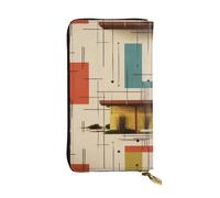 BKTRAVERPT Portafoglio lungo moderno di metà secolo con cerniera, portafoglio in pelle, portamonete, pochette organizer per carte di credito, per donne, motivo stampato 3D, portafoglio per telefono