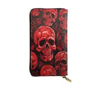 BKTRAVERPT Red Skulls Elegante portafoglio lungo con cerniera, portafoglio in pelle portamonete pochette organizer per carte di credito per donne, motivo stampato 3D portafoglio per telefono in pelle