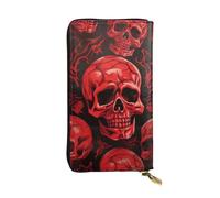 BKTRAVERPT Red Skulls Elegante portafoglio lungo con cerniera, portafoglio in pelle portamonete pochette organizer per carte di credito per donne, motivo stampato 3D portafoglio per telefono in pelle