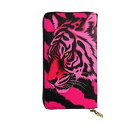 BKTRAVERPT Zebra, Tiger Leopard rosa, elegante portafoglio lungo con cerniera, portafoglio in pelle, portamonete, pochette organizer per carte di credito, per donne, motivo stampato 3D, portafoglio