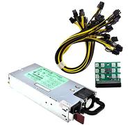 BKUANE 1 kit DPS-1200FB A 1200 W PSU alimentatore + scheda breakout + 12 cavi da 6 pin a 8 pin commutazione BTC ETH
