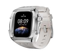BKUANE Cinturino per cassa con set mod in acciaio inossidabile, per Apple Watch Series 10 46mm Kit di modifica sportiva in gomma per sostituzione del cinturino di copertura(Silver White)