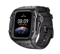 BKUANE Cinturino per cassa con set mod in acciaio inossidabile, per Apple Watch Series 10 46mm Kit di modifica sportiva in gomma per sostituzione del cinturino di copertura(Black Black)