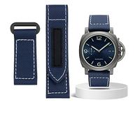 BKUANE Fibra di carbonio Check Nylon Canvas Cinturino Per Panerai Lumino PAM01118 01661 Impermeabile Cinturino Bracciale 24mm Nero Blu, 24mm, Agata