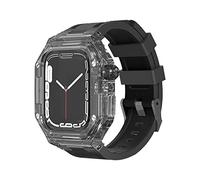 BKUANE Kit di modifica della cassa trasparente,per Apple Watch 8 7 6 SE 5 4 44,45,41,40 mm cinturino in fluororubber cinturino orologio sportivo di ricambio,con strumento,40mm,agata,Custodia nera.