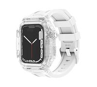 BKUANE Kit di modifica della cassa trasparente, per Apple Watch 8 7 6 SE 5 4 44, 45, 41, 40 mm cinturino in fluororubber cinturino orologio sportivo di ricambio, con strumento, 44mm, agata, bianco