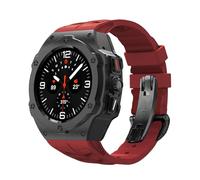BKUANE Kit di modifica in lega per Samsung Galaxy Watch 7 Ultra 47MM Custodia in metallo per Galaxy Watch 7 Ultra Cinturino in gomma fluorurata Kit mod fai da te Cinturini per orologi(B-R)